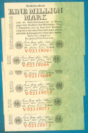 1000000 Mark 9.8.1923 Serie V - 6 Pcs    AUNC-UNC Consecutive Numbers - 1 Million Mark