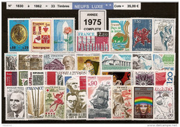 FRANCE - Année Complète 1975 - NEUF LUXE ** 33 Timbres - 1970-1979