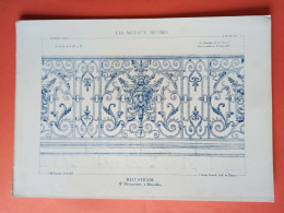 LES METAUX OUVRES 1882 LITHO FER FONTE CUIVRE ZINC " BALUSTRADE Mr DESAUCOURT A BRUXELLES " 1 PLANCHE - Architecture