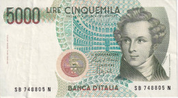 BILLETE DE ITALIA DE 5000 LIRAS DEL AÑO 1985 DE VELLINI  (BANKNOTE) - 5000 Lire
