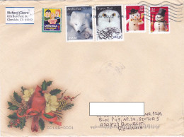 CHRISTMAS, ARCTIC FOX, ARCTIC OWL, SNOWMAN STAMPS ON COVER, 2022, USA - Storia Postale