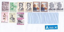 PAINTING, POSTMAN, ATHLETICS, PERSONALITIES, TOWN HALL, NICE STAMPS ON COVER, 2022, BELGIUM - Storia Postale