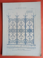 LES METAUX OUVRES 1882 LITHO FER FONTE CUIVRE ZINC " GRILLE DE CLOTURE MAGASIN DU BON MARCHE A PARIS " 1 PLANCHE - Architecture