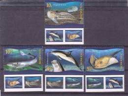 ROMANIA 2022 PROTECTED FAUNA - BLACK SEA :dolphin,stingray,greater Weever,shark- Set With 2 Tabs MNH** - Neufs