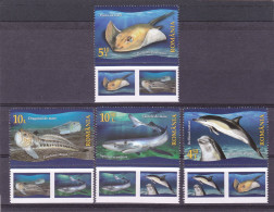 ROMANIA 2022 PROTECTED FAUNA - BLACK SEA :dolphin,stingray,greater Weever,shark- Set With 2 Tabs MNH** - Ongebruikt