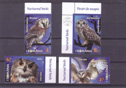 2022, Romania, Nocturnal Animals, Animals (Fauna), Birds, Birds Of Prey, Owls, 4 Stamps + TAB, MNH(**), LPMP 2368 - Ungebraucht