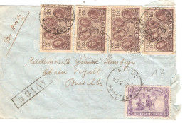 Belgisch Congo Belge TP 187 (4) - 173 S/L. Avion Obl. Kindu 1937 > Belgique BXL - Covers & Documents