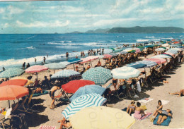 CARTOLINA  MARINA DI CARRARA,TOSCANA-VIALE LUNGOMARE-MARE,SOLE,ESTATE,VACANZA,SPIAGGIA,BOLLO STACCATO,VIAGGIATA 1965 - Carrara