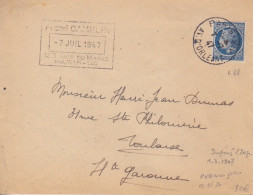 F Lettre Obl. Paris XIV Le 7 7 47 (dernier Jour Du Tarif Imprimé) Sur N° 678 1f30 Bleu Mazelin - 1945-47 Ceres (Mazelin)