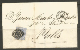 SPAIN. FOLDED COVER. 1872. BARCELONA TO VALLS. - Cartas & Documentos