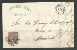 SPAIN. FOLDED COVER. 1869. VALLADOLID TO MADRID. GUTIERREZ Y YURRITA - Brieven En Documenten