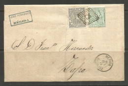 SPAIN. 1874. FOLDED ENVELOPE. MERIDA BADAJOZ TO ZAFRA. JOSE RODRIGUEZ. - Covers & Documents