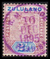 1894-1896. ZULULAND.  Victoria. 2½ D. Luxus Cancel R. M. OFFICE 10 DEC 1895. Very Unusual In T... (MICHEL 16) - JF531413 - Zoulouland (1888-1902)