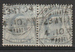 India  1902   SG 119   3p  Fine Used  Pair - 1902-11 Roi Edouard VII