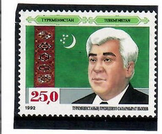 Turkmenistan 1992 . President,Flags (looks To The Left). 1v: 25.0. Michel # 11 - Turkmenistán