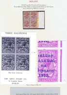 Ireland 1922 (Dec) Thom Wide Rialtas 1½d "PENCF Corrected" In A Mint Block Of 4, Hinge Reinforcements - Unused Stamps