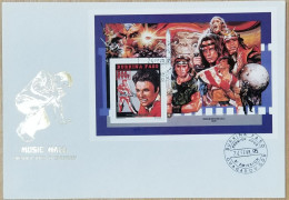 History Of Cinema Elvis Presley, Star Wars, Arnold Schwarzenegger, Sylvester Stallone, Burkina Faso Golden Cachet MS FDC - Elvis Presley