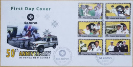 St. John Ambulance Service, Blind, Blood Donation, Heath, Transport, First Aid, Medicine, Medical, Papua New Guinea FDC - Primeros Auxilios