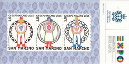 2015 San Marino Expo Milano GOLD  Miniature Sheet Of 3  MNH @ BELOW FACE VALUE - Unused Stamps
