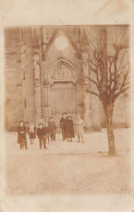Carte Postale Photo MARIENTHAL-Haguenau-67-Bas-Rhin-Groupe De Personnes Devant La Basilique Notre Dame De Marienthal - Other & Unclassified