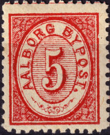 DANEMARK / DENMARK - 1884 - AALBORG CJ Als Local Post 5 øre Carmine - Mint* - Local Post Stamps