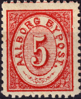 DANEMARK / DENMARK - 1884 - AALBORG CJ Als Local Post 5 øre Carmine - Mint* - Emissions Locales