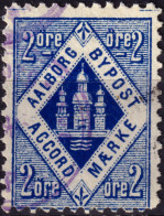 DANEMARK / DENMARK - 1886 - AALBORG CJ Als Local Post 2 øre Blue  - VF Used -a - Local Post Stamps