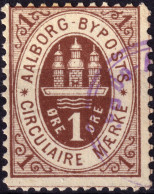 DANEMARK / DENMARK - 1886 - AALBORG CJ Als Local Post 1 øre Brown  - VF Used -c - Local Post Stamps