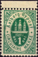 DANEMARK / DENMARK - 1887 - AALBORG CJ Als Local Post 1 øre Green  - No Gum -c - Ortsausgaben