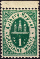 DANEMARK / DENMARK - 1887 - AALBORG CJ Als Local Post 1 øre Green  - No Gum -d - Lokale Uitgaven