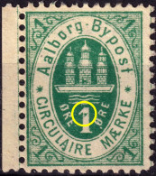 DANEMARK / DENMARK - 1887 - AALBORG CJ Als Local Post 1 øre Green  - No Gum -e - Local Post Stamps