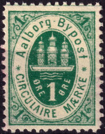 DANEMARK / DENMARK - 1887 - AALBORG CJ Als Local Post 1 øre Green  - No Gum -f - Lokale Uitgaven