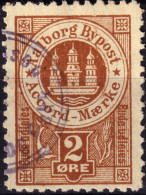 DANEMARK / DENMARK - 1887 - AALBORG CJ Als Local Post 2 øre Red-brown  - VF Used -a - Lokale Uitgaven