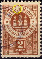 DANEMARK / DENMARK - 1887 - AALBORG CJ Als Local Post 2 øre Red-brown  "broken R" Variety - Local Post Stamps