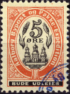 DANEMARK / DENMARK - 1887 - AALBORG CJ Als Local Post 5 øre Black & Red - VF Used -k - Local Post Stamps