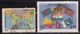 India Used Set1985,  SAARC, South Asian Co Operation, Flag Bangladesh,  Sri Lanka, Pakistan, Nepal Map, (sample Image) - Oblitérés