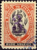 DANEMARK / DENMARK - 1889 - AALBORG CJ Als Local Post 3, Sur 5 øre Black & Red (surch. Violette) - VF Used -d - Lokale Uitgaven