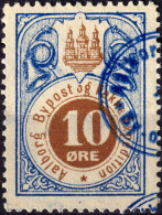 DANEMARK / DENMARK - 1887 - AALBORG CJ Als Local Post 10 øre Brown & Blue - VF Used -b - Ortsausgaben