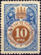 DANEMARK / DENMARK - 1887 - AALBORG CJ Als Local Post 10 øre Brown & Blue - VF Used -d - Lokale Uitgaven
