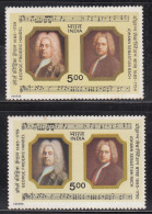 EFO, Dry Print Variety, India MNH 1985 , George Frideric Handel And Johann Sebastain Bach, Music Notes, Famous People - Variétés Et Curiosités