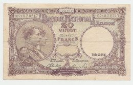 Belgium 20 Francs 1944 "F+" CRISP Banknote Pick 111 - 20 Francs
