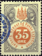 DANEMARK / DENMARK - 1887 - AALBORG CJ Als Local Post 35 øre Red & Silver - VF Used -c - Emisiones Locales