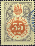 DANEMARK / DENMARK - 1887 - AALBORG CJ Als Local Post 35 øre Red & Silver - VF Used -e - Local Post Stamps