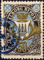 DANEMARK / DENMARK - 1887 - AALBORG CJ Als Local Post 50 øre Gold, Blue & Black - VF Used -a - Lokale Uitgaven