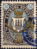 DANEMARK / DENMARK - 1887 - AALBORG CJ Als Local Post 50 øre Gold, Blue & Black - VF Used -b - Emissioni Locali