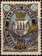 DANEMARK / DENMARK - 1887 - AALBORG CJ Als Local Post 50 øre Gold, Blue & Black - VF Used -f - Local Post Stamps