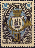 DANEMARK / DENMARK - 1887 - AALBORG CJ Als Local Post 50 øre Gold, Blue & Black - VF Used -g - Local Post Stamps