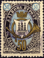 DANEMARK / DENMARK - 1887 - AALBORG CJ Als Local Post 50 øre Gold, Blue & Black - VF Used -h - Local Post Stamps