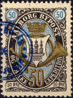 DANEMARK / DENMARK - 1887 - AALBORG CJ Als Local Post 50 øre Gold, Blue & Black - VF Used -j - Local Post Stamps