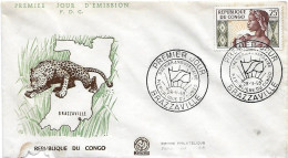 CONGO République - Enveloppe 1er Jour 28 11 59 - Cad Premier Anniversaire BRAZZAVILLE -Yvert 135 - 1959 - Oblitérés